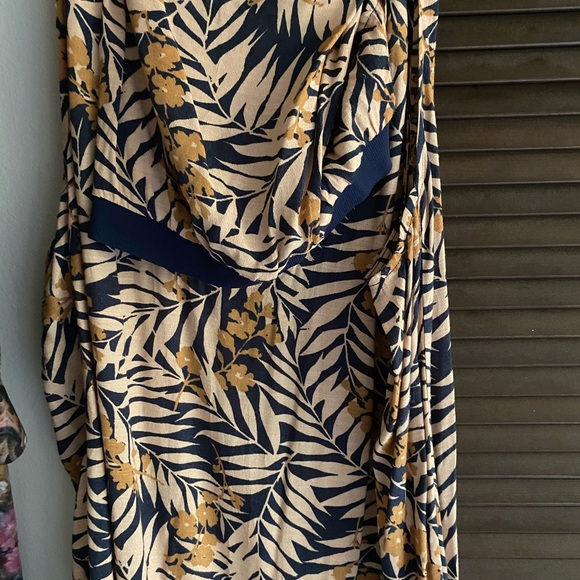 Free People Navy and Gold Leaf Print Dress - Picture 2 of 7
